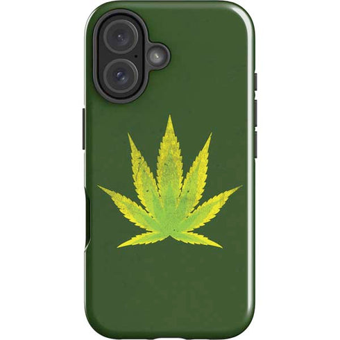 Marijuana Leaf Light Green iPhone 16 Plus Impact Case